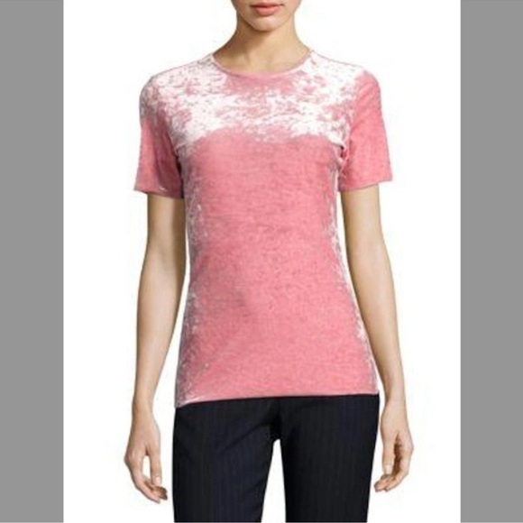 Tibi Baby Blue Crushed Velvet Stretch T-Shirt - Picture 9 of 9